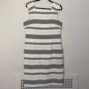 EUC Preston and York Size 12 Striped Coastal Dress White and Gray